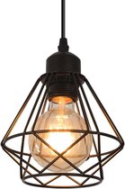Industriële Hanglamp Retro Vintage in Zwart Metaal - Plafondlamp met E27 Koof voor Restaurant, Woonkamer, Slaapkamer, Keuken, Bar, Hal - Afmetingen 15x17 cm - Lamp niet inbegrepen