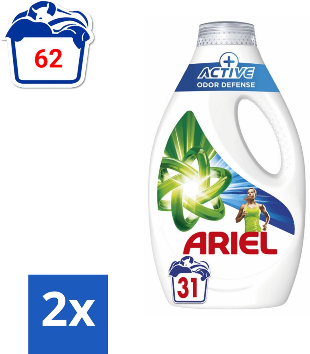 Ariel Original - Actieve Geurbestrijding - Vloeibaar Wasmiddel - Witte en Gekleurde Was - 31 Wasbeurten - Voordeelverpakking - 2 stuks