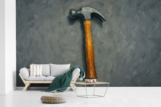 Behang - Fotobehang Hamer - Schilderij - Gereedschap - Breedte 400 cm x hoogte 240 cm