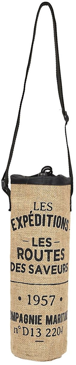 Cook Concept Flessen koeltas Jute - voor 1 fles - inhoud 1500 ml - 33 x 10 cm - Franse sfeer - met hengsel