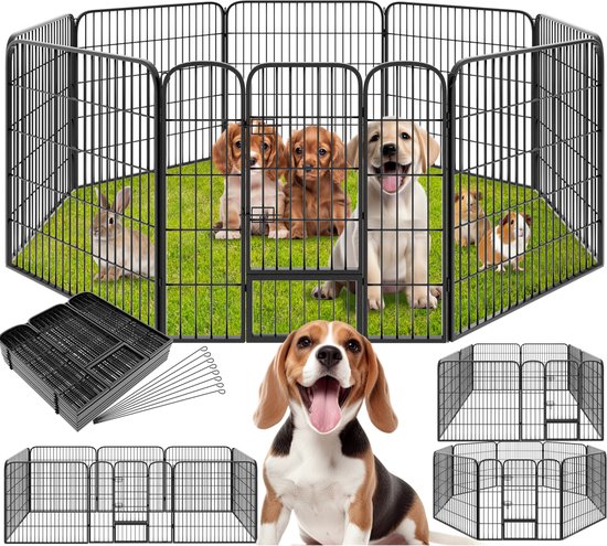 Tectake 8-hoekige puppyren hondenren puppykennel