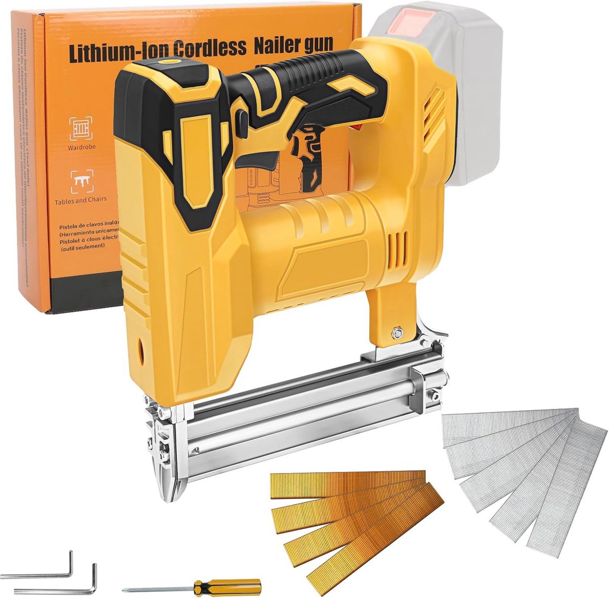 Accu-nietmachine en nagelpistool voor hout, stof en tapijt - 2-in-1