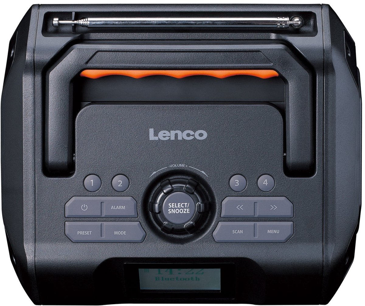Lenco ODR-159 Dab Radio de chantier, Bluetooth 5.0, récepteur FM, étanche IP54, 15 W, batterie RMS avec chargeur, AUX-in, USB, 5000 mAh, gris