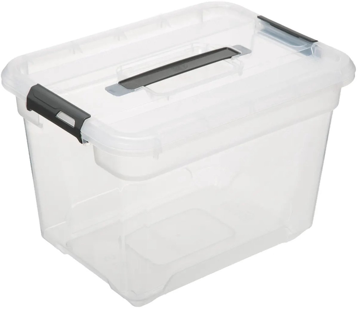 5Five Opbergkist met deksel - Solutions Box - 18 liter - 39x29x27 cm - kunststof - transparant
