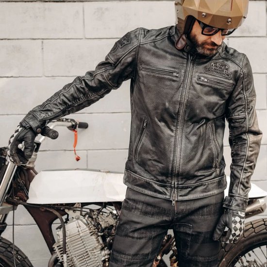 HolyFreedom Zero Summer Geperforeerde Zwarte Motor Leren Jas - Maat XXL - Jas