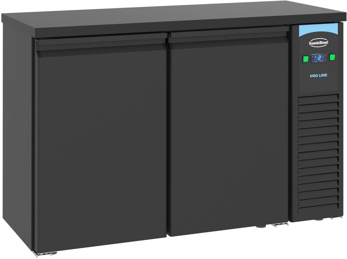 Combisteel Barkoelkast - 320L - Zwart - Geforceerd - Draaideuren - 1380x550x950mm - Horeca Koelkast