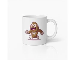 Vrolijke Bigfoot Mok – Grappige Cartoon Sasquatch Beker voor Kinderen en Cryptide Fans