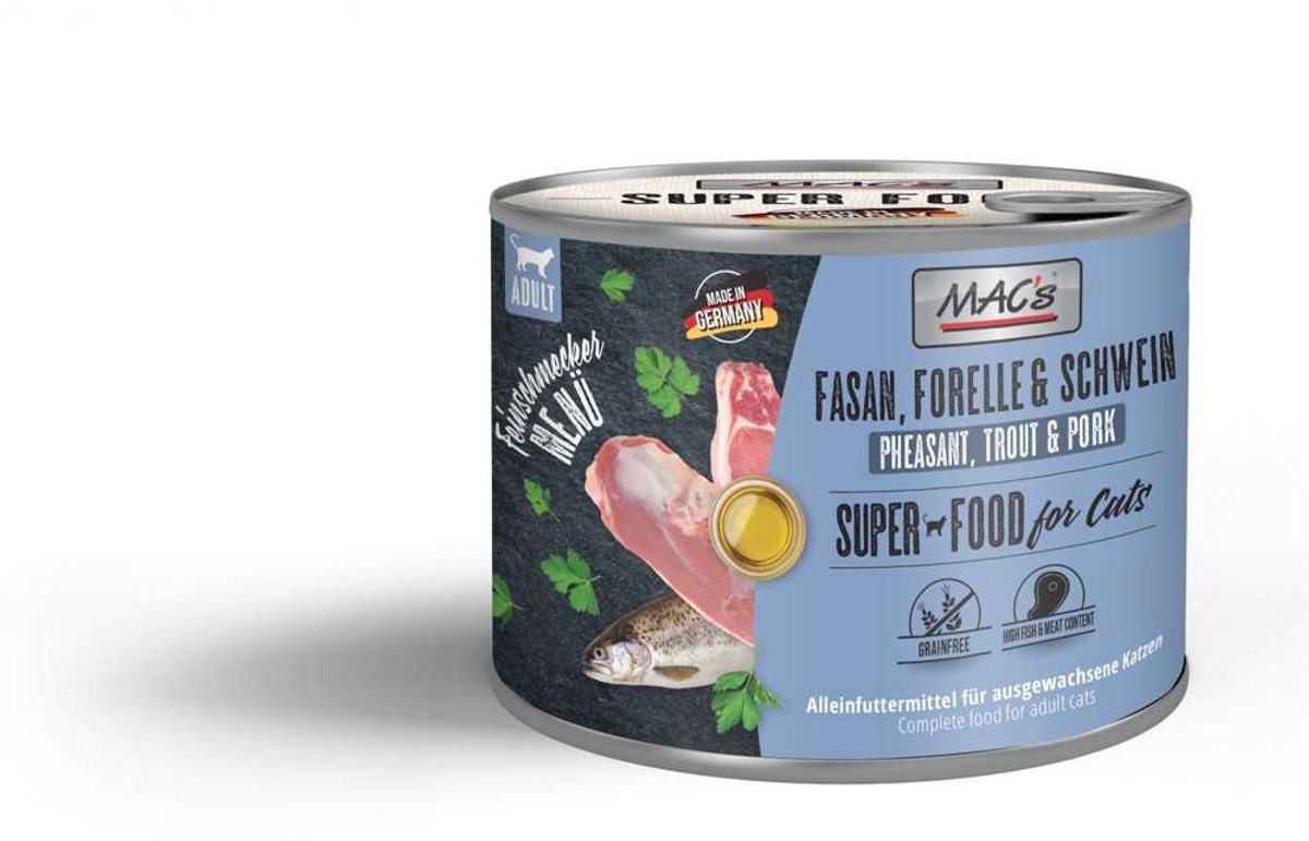 MACs MAC's CAT - Gourmet blik 6x200g - Fazant, forel met varkensvlees