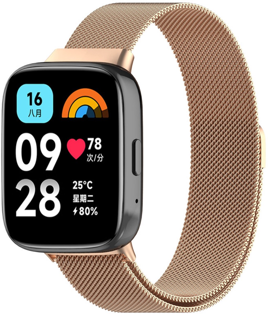Milanees bandje - geschikt voor Xiaomi Redmi Watch 3 Lite / Watch 3 Active - rosegoud