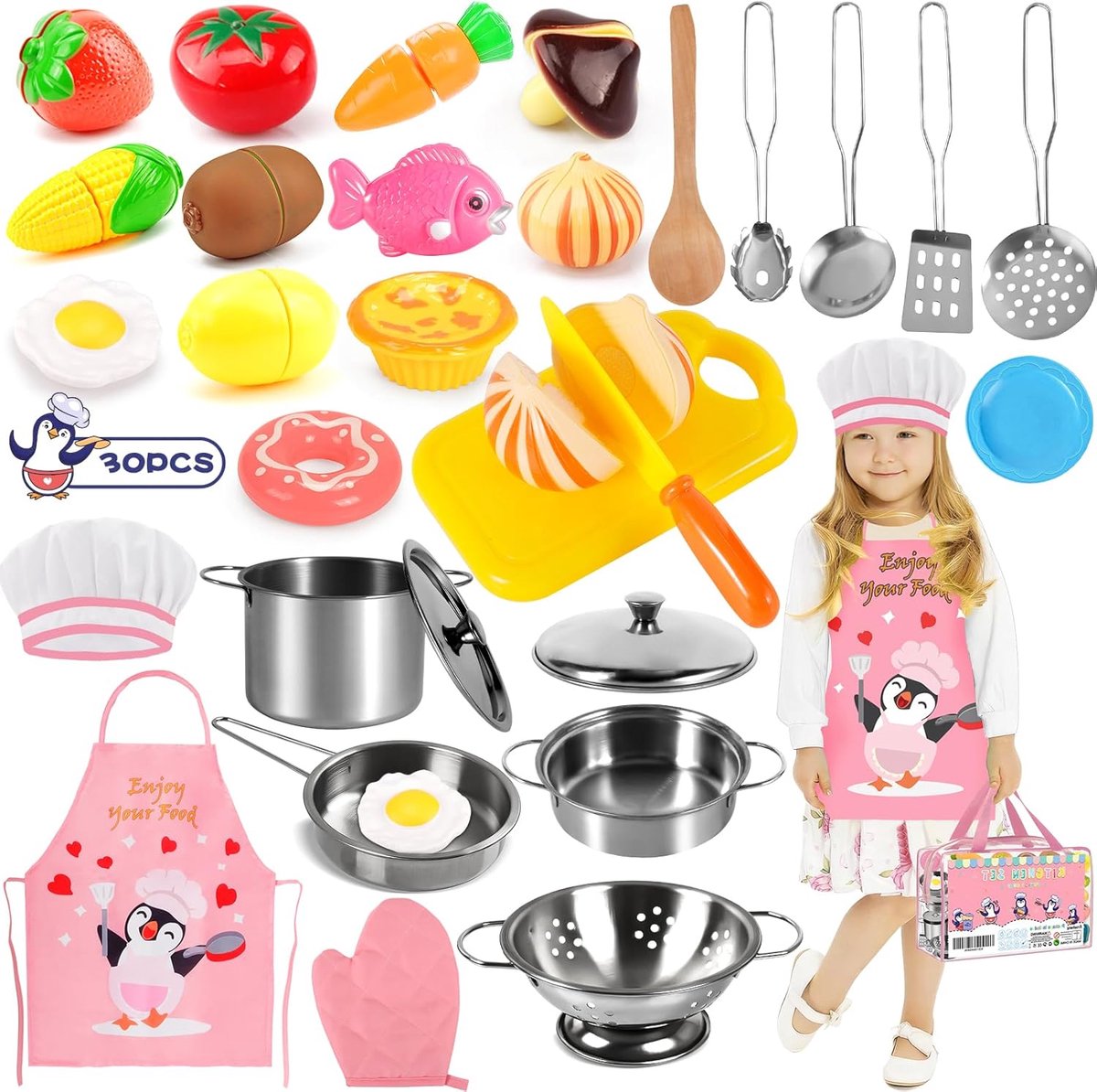 Keukenspeelgoed voor Kinderen - 30 Stuks Kookset Accessoires voor Speelkeuken