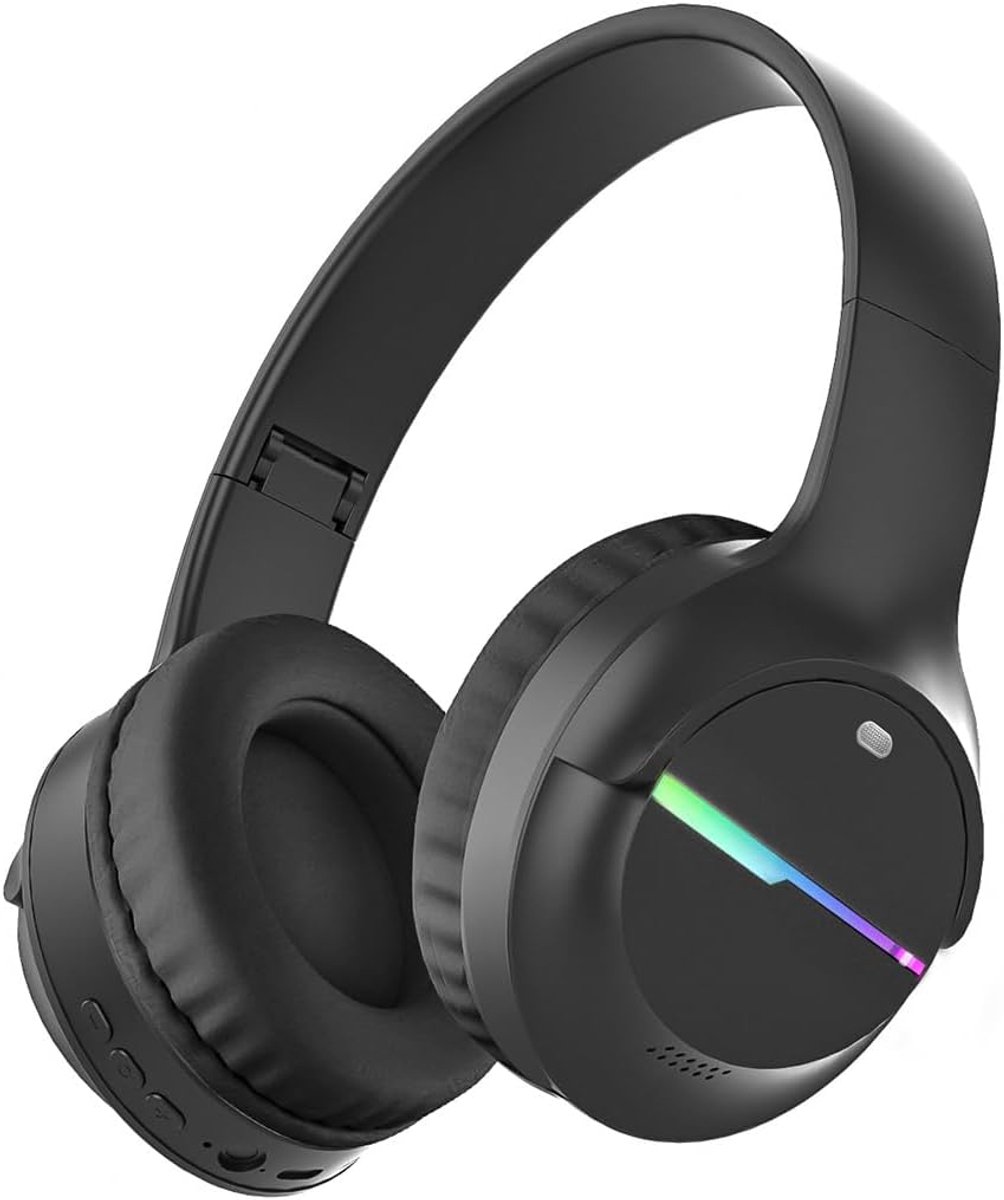 Draadloze Bluetooth-hoofdtelefoon met kleurrijke verlichting en stereo surround-functie
