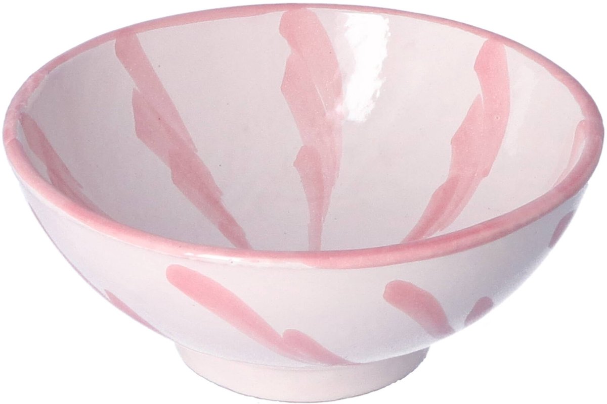 Lenta Living - Ontbijtkom Granada streep roze 15cm - Kommen