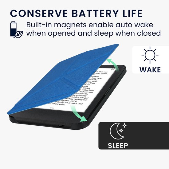 kwmobile e-reader hoesje geschikt voor Kobo Clara BW / Colour hoes - Ereader flip case met standaard - E reader cover van kunstleer - In blauw van Merkloos — afbeelding 5