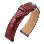 Kalfslederen Krokodil Crocograin Glanzend Horlogebandje - Makkelijk Zelf te Vervangen - Bordeauxrood 14mm