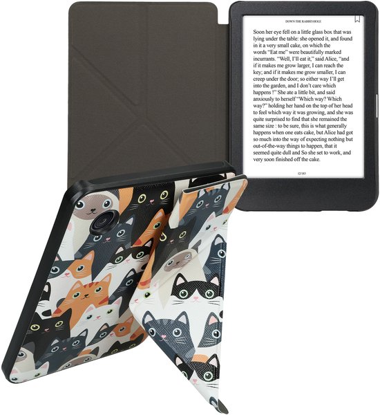 kwmobile e-reader hoesje geschikt voor Kobo Clara BW / Colour hoes - Ereader flip case met standaard - E reader cover van kunstleer - In oranje / zwart / wit van Merkloos — afbeelding 3