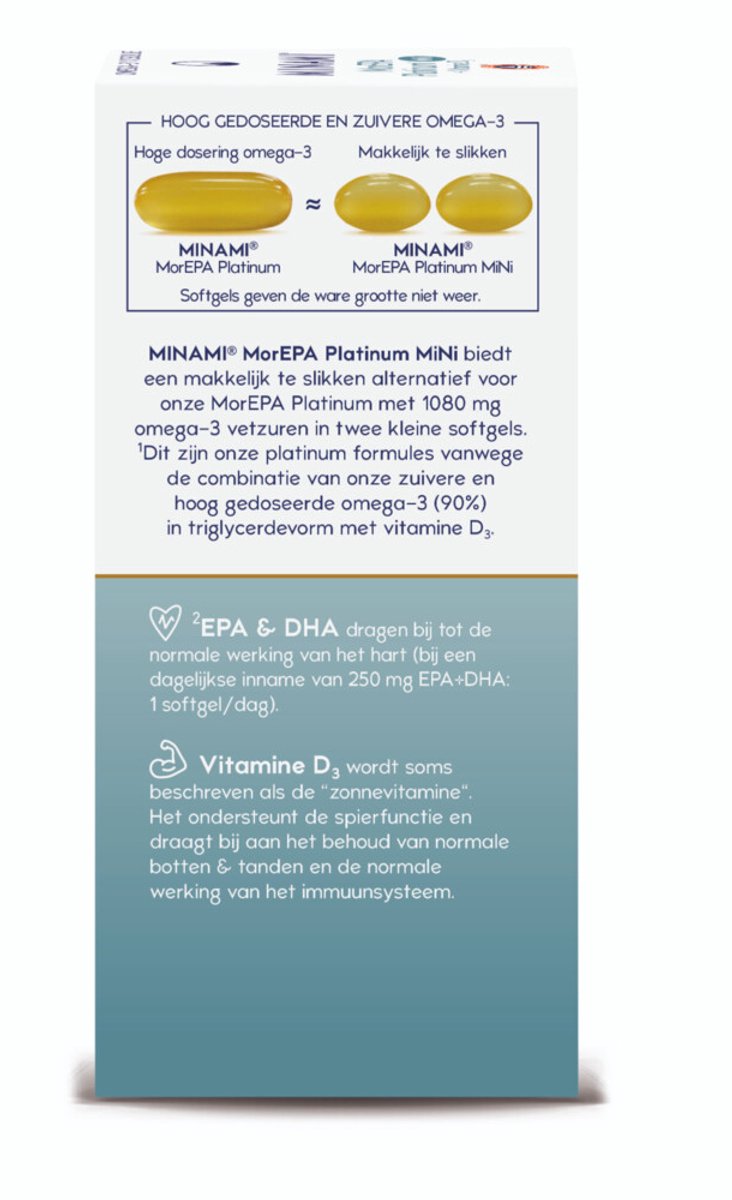 Minami MorEPA Platinum Mini + Vitamine D3 - 2 x 90 softgels - Voordeelverpakking
