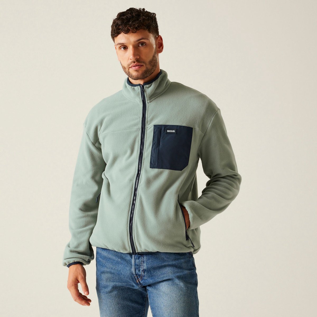 Fleece Heren Volledige Rits Frankie Grijs