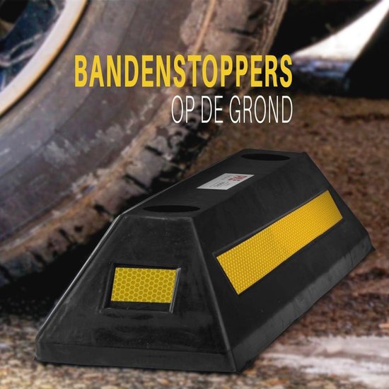 PYLE Wielstoppers voor Auto - 2 Zware Rubberen Voertuigparkeerdoelen- Auto Parkeerstopper- Stopblok voor wielen