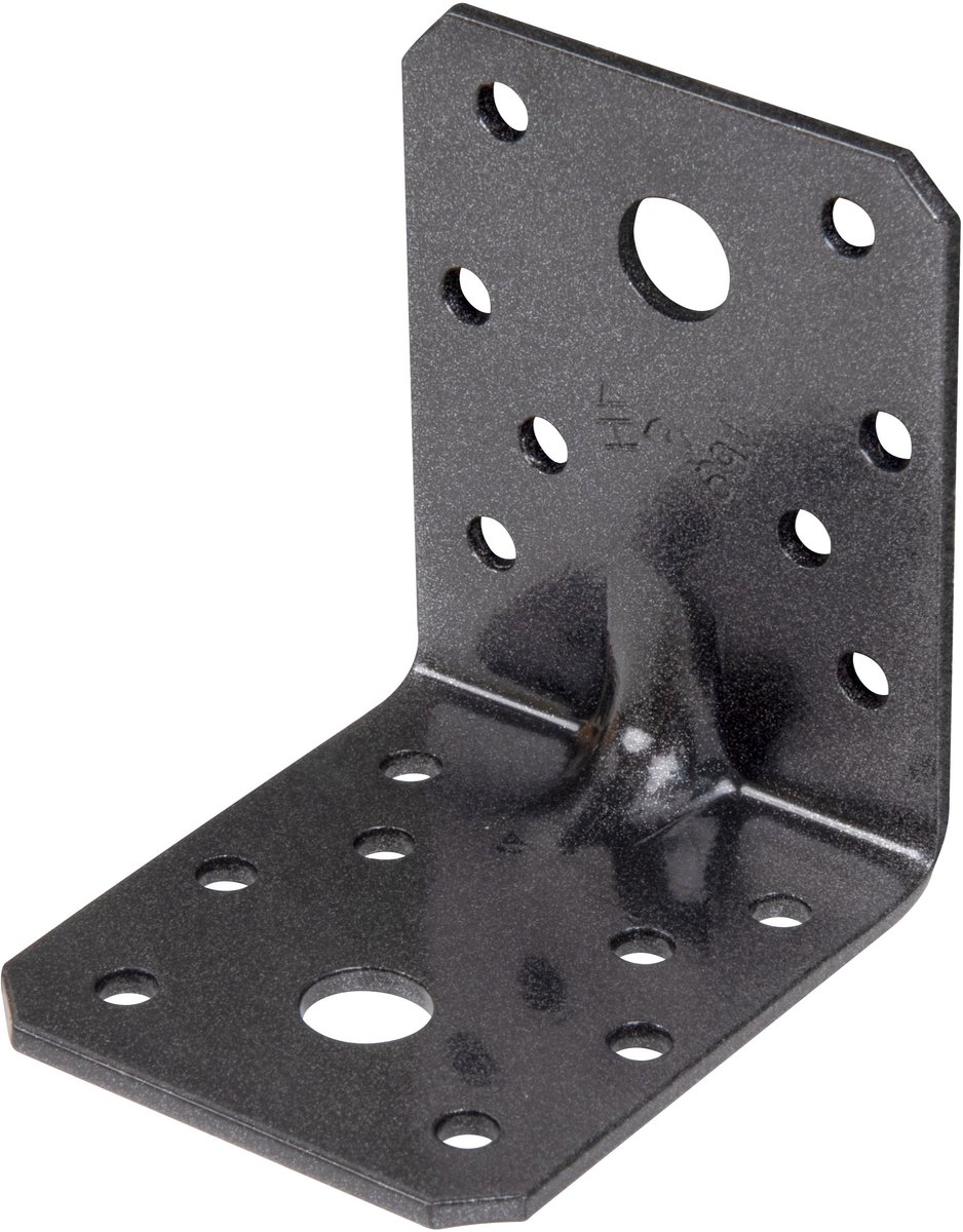 Alberts 823078 DURAVIS® zware hoekverbinder met rib, zwartdiamant duplex gecoat, afmetingen 70 x 70 x 55 mm, 50er Set