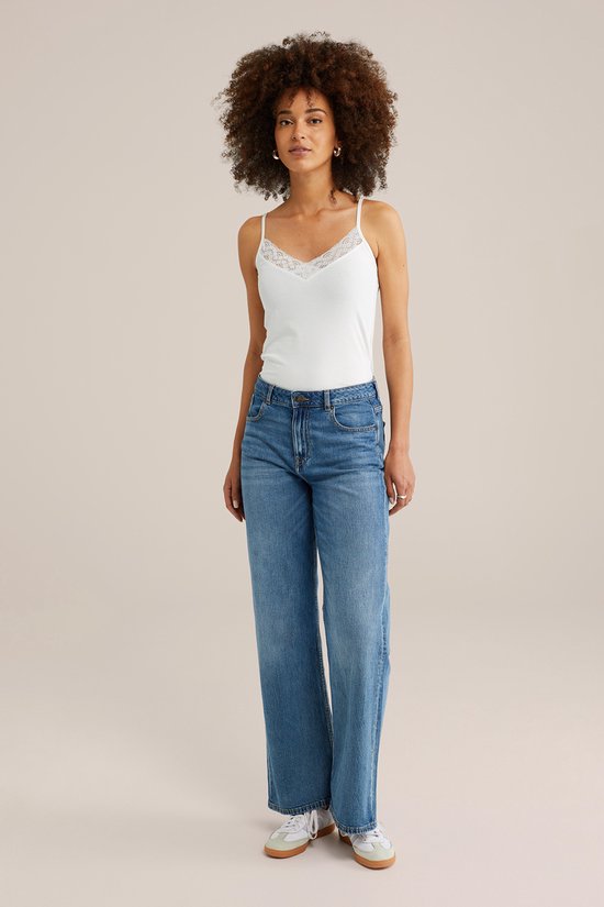 WE Fashion Dames singlet met kant - Maat S