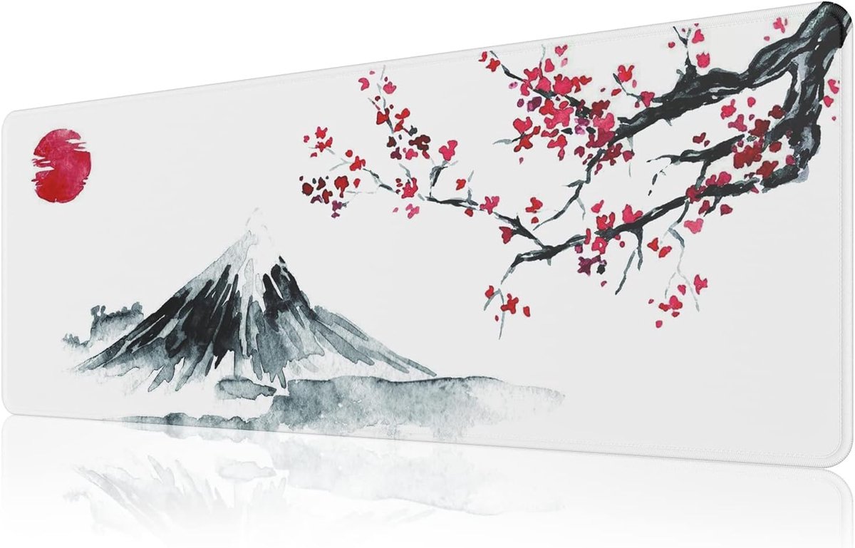 Ibenzoa® Extra Grote Muismat Met Japanse Kersenbloesem Print Voor Bureau En Gaming