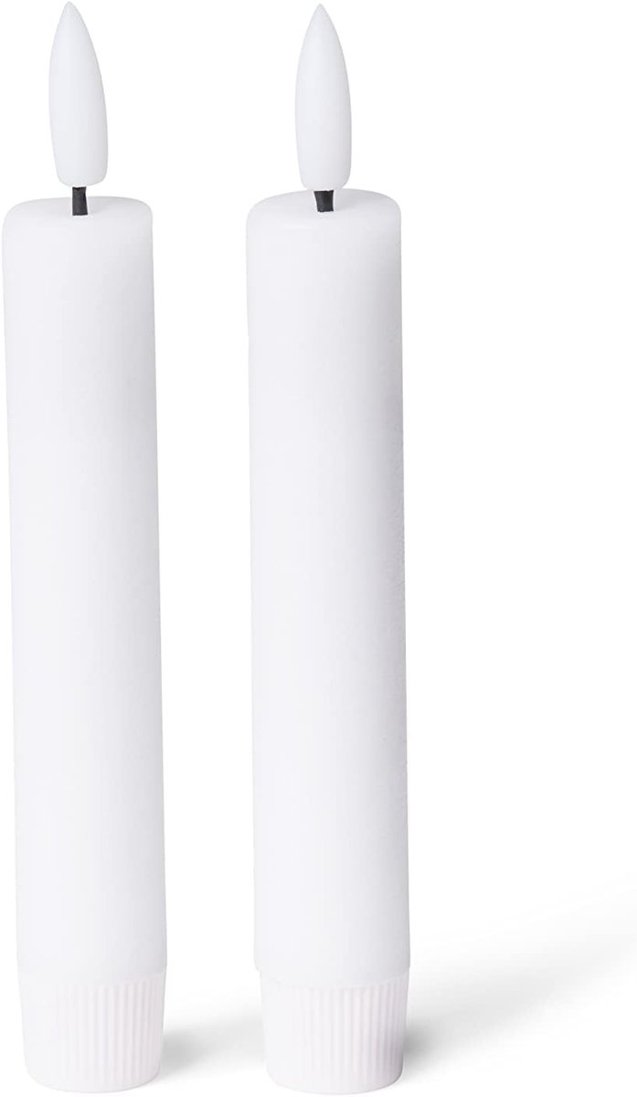 LED-kaarsen met timerfunctie, set van 12 - witte kaarsen met bewegende LED-vlam en timer - 12,5 cm hoog voor 2,2 cm diameter / 2 AAA-batterijen vereist - True Glow LED-kaarsen, taps toelopende kaarsen
