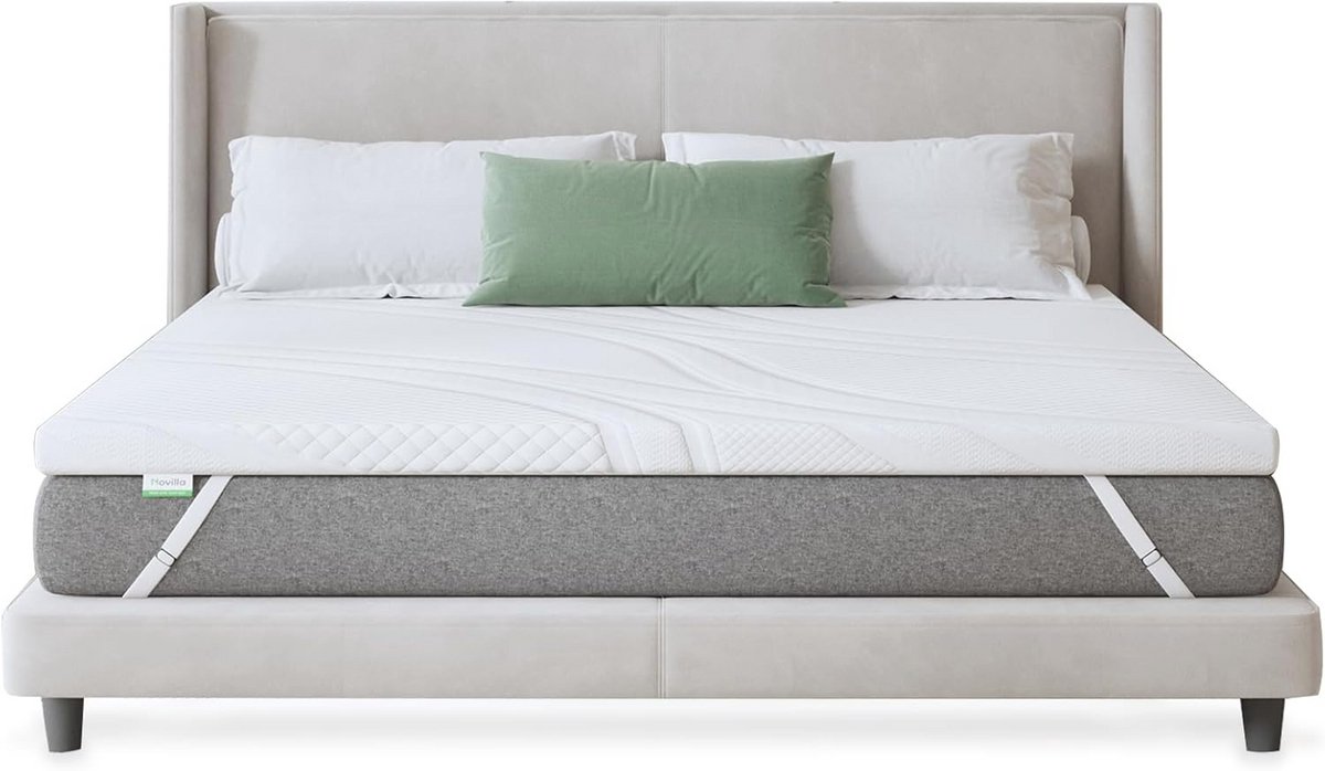 Matrastopper 120 x 200 cm - 5 cm Hoog - Geltraagschuim - Wasbaar en Antislip