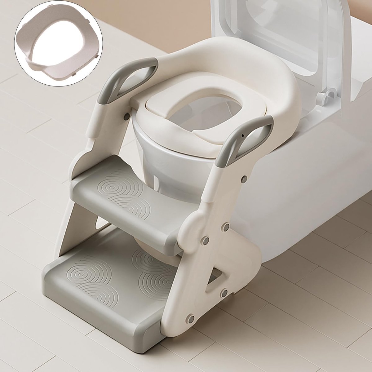 Ibenzoa® Veilige en Comfortabele Toiletbril voor Kinderen met Multifunctionele Opstapkruk en Antislip Design