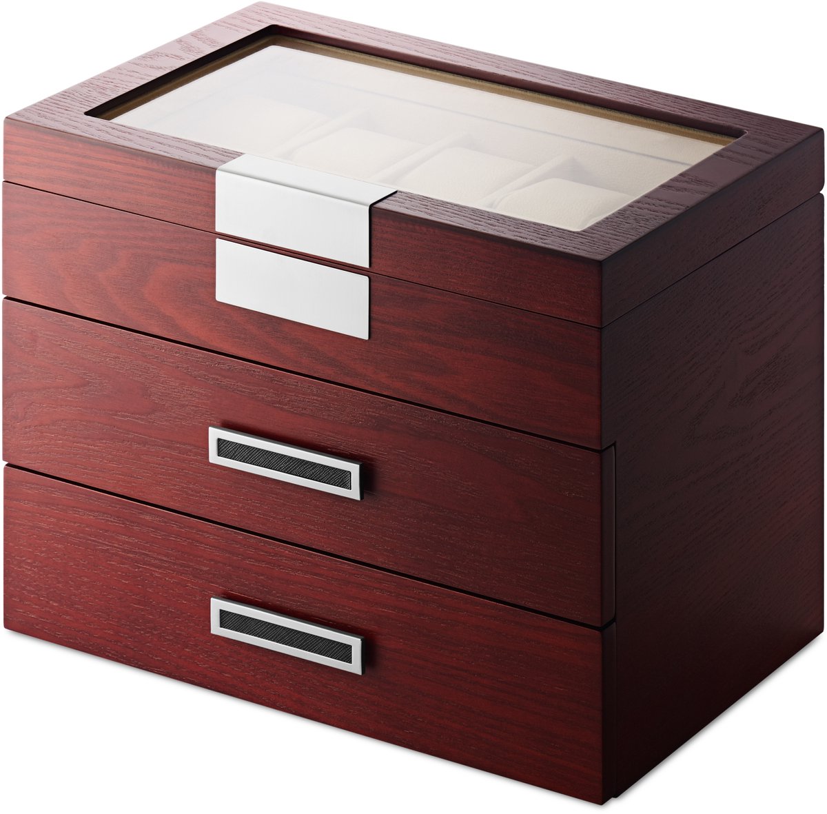 Kersenhouten Fineer Horloge Displaybox met 30 Vakken