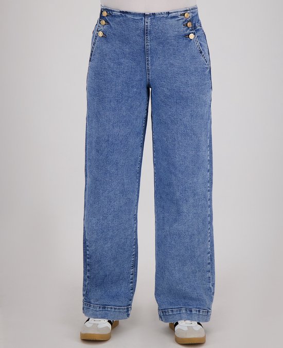 Je m'appelle Dames Broek Wide leg Met stretch - Blauw - Maat S