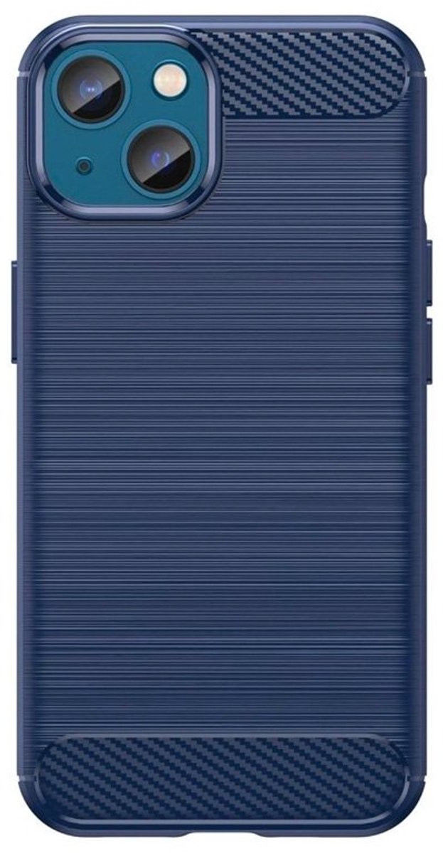 Mobiq Carbon Look Hoesje geschikt voor iPhone 15 Plus - Flexibele TPU Case