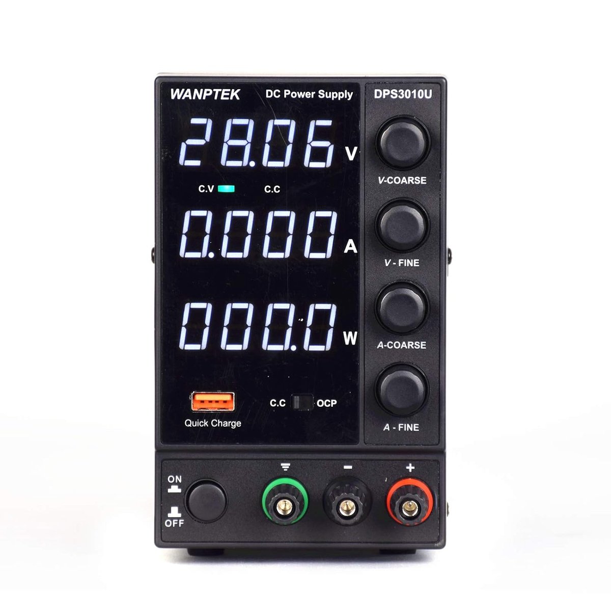Voeding - Omvormer - Regelbare spanningsregelaar 4-cijferig wit display - Voor telefoonreparatie - Laboratoriumtafelvoeding - 30V - 10 - 300W - Zwart