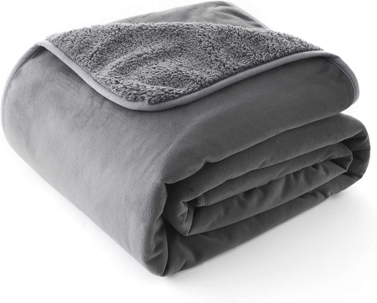 Allisandro Waterdichte hondendeken 200 x 150 cm, grijze schuilbestendige hoes, geruisloze, lekvrije plaid voor volwassenen, kinderen, huisdieren, zachte sherpa-laken voor bed, matras, bank