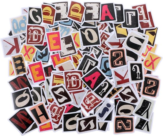 Foto: 156 stuks vintage letterstickers zelfklevend en waterdicht voor doe het zelf plakboeken brievenbussen reiskoffers en meer