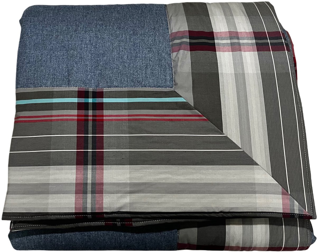 DevoHome Biruza Hennep Dekbed Bedsprei - Hennepvezel en Cotton - All in One Dekbed zonder overtrek - Anti Allergie Dekbed - Anti-Huisstofmijt - Ademend - Wasbaar - Gekleurd dekbed Blauw 215x200 cm