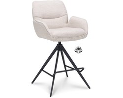 Icon Living - Barkruk Lizz - Met Arm - Zithoogte 65 - Stof Alpine Natural - Poot Zwart 360° Return-system