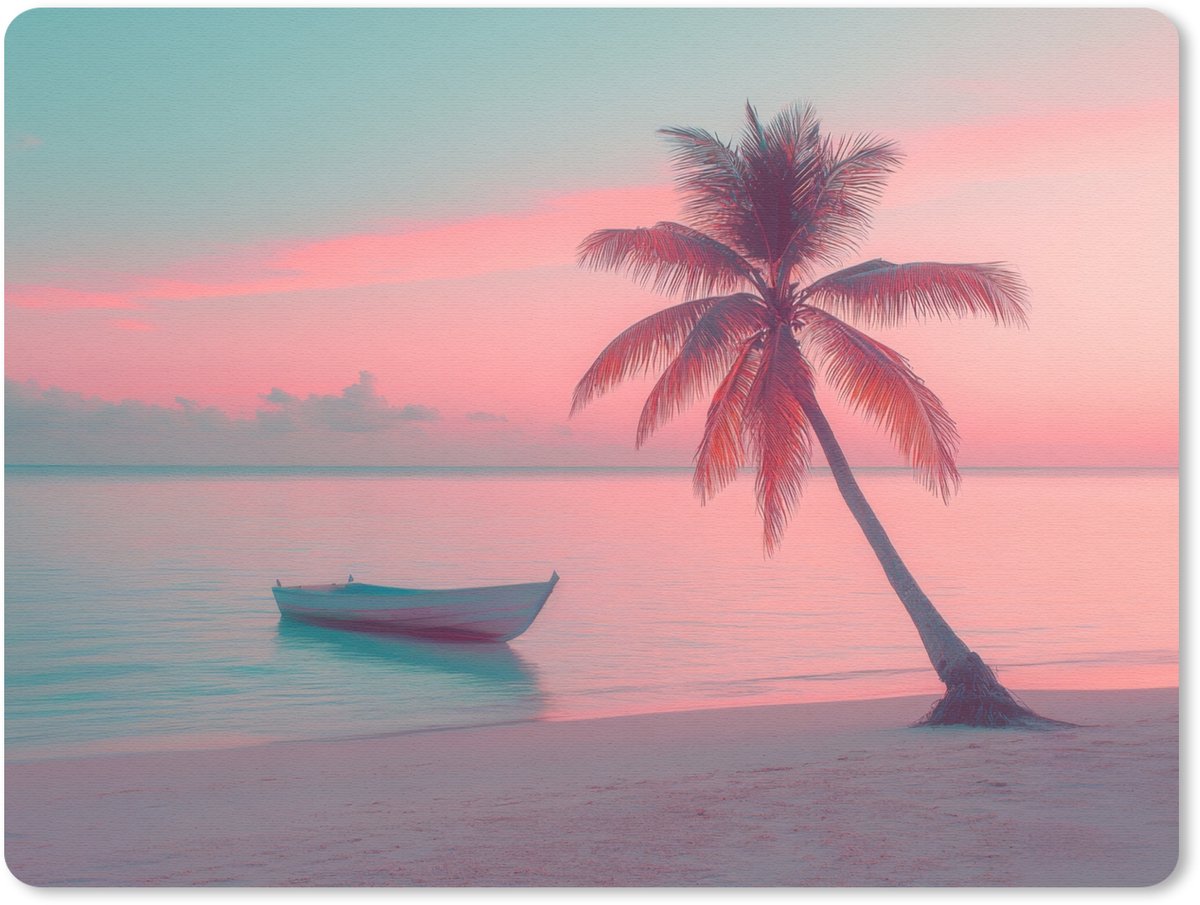 Muismat 23x19 cm - Mousepad Zee - Boot - Zonsondergang - Muismatten