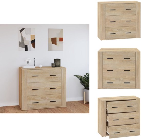 vidaXL Buffet Chêne Sonoma - 80x33x70 cm - Haute qualité et espace de rangement spacieux - Armoire de cuisine
