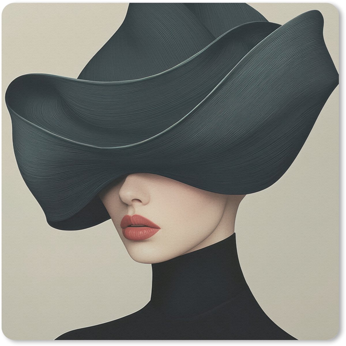 Muismat 30x30 cm - Mousepad Vrouw - Groen - Hoed - Muismatten