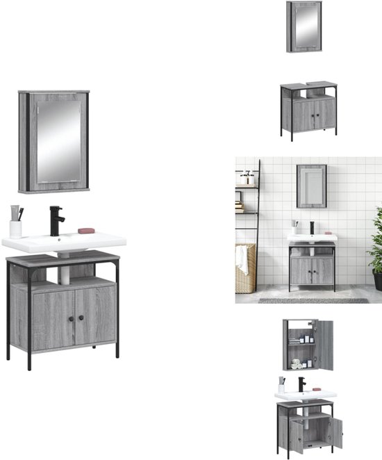 2-delige Badkamermeubelset bewerkt hout zwart kopen