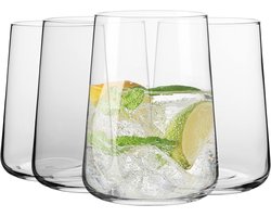 KROSNO | Glazen voor water | Set met 4 stuks - 490 ml | Loodvrij Kristalglas, dranken en sappen, elegant design | loodvrij | inhoud | Infinity collectie | ideaal voor thuis, restaurants, feesten | vaatwasmachinebestendig