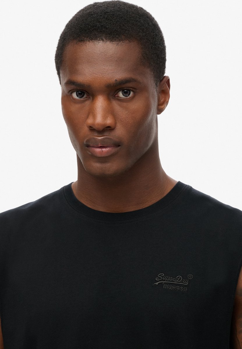 Superdry Essential tanktop van biologisch katoen met logo Heren Vesten Zwart