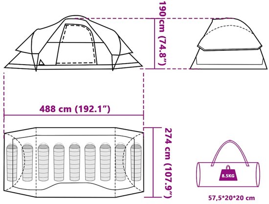 vidaXL - Koepeltent - 9-persoons - waterdicht - blauw van Vidaxl — afbeelding 5