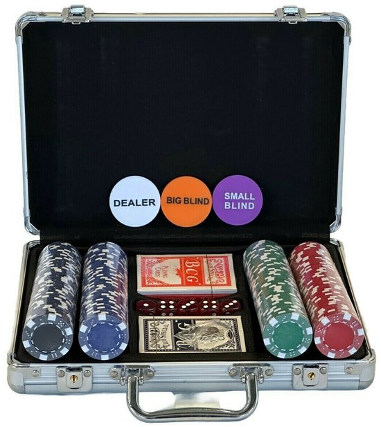 pokerset 200 chips koffer - Texas Hold'em Poker Set - Pokerkoffer - Koffer voor Pokeren