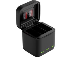 Telesin batterij oplaadbox voor GoPro Hero 13 - Geschikt voor 3 batterijen en 2 Micro-SD kaartjes - Met LED indicatie - Zwart Telesin batterij oplaadbox voor GoPro Hero 13 - Geschikt voor 3 batterijen en 2 Micro-SD kaartjes - Met LED indicatie - Zwart