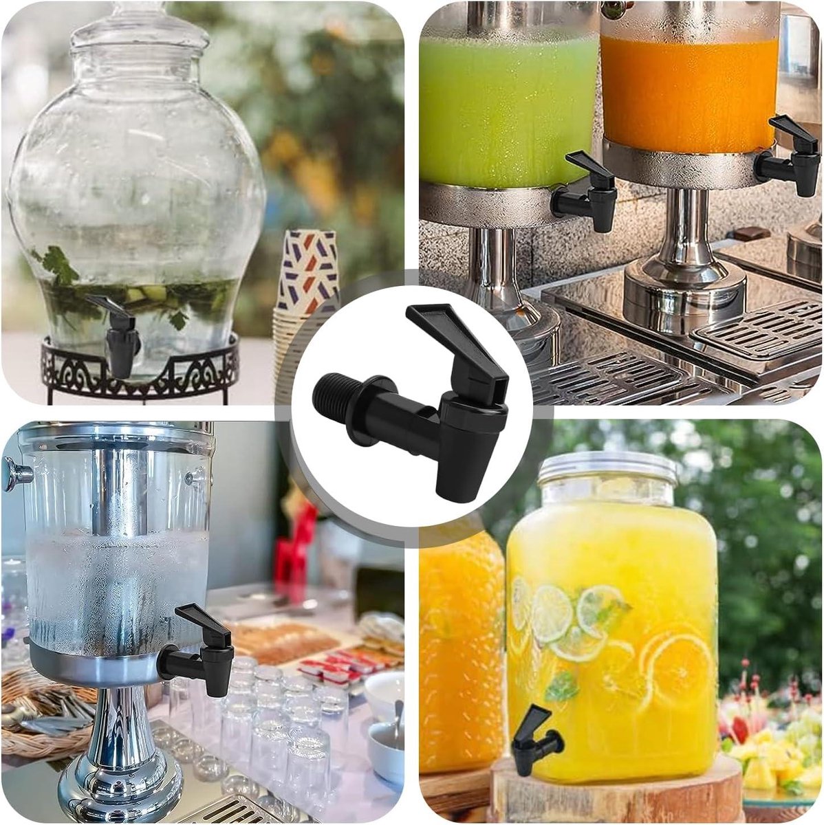 Set van 2 vulkraan van kunststof voor bieremmer en drankdispenser, universele tapkraan, waterdispenser, reservetaps, geschikt voor koude dranken, biervat, drinkfontein, glazen flessen, koffie, sap
