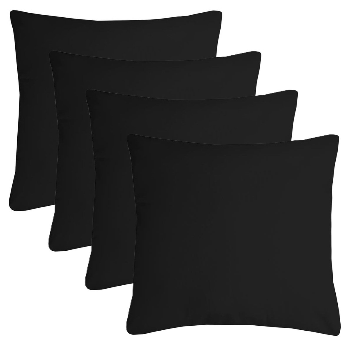 Stof Textile sierkussen Nelson - 4x - zwart - 40 x 40 cm - bank kussens - zitkussens - binnen/buiten - polyester