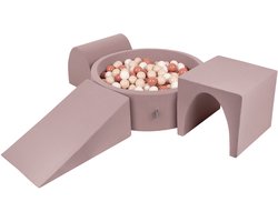 KiddyMoon Foam speeltuin PPZP-OK30D-124 met ballen heide: pastel beige-haired-wit 200 zwembad/club L/court/tunnel