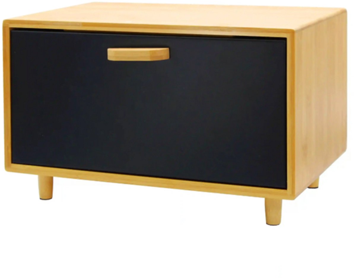 Brunbeste Luxe Broodtrommel - Vershouddoos - Bamboe/RVS - Zwart