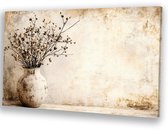Fleurs séchées dans un vase - Décoration murale nature morte - Art mural fleurs - Japandi - Décoration salon industriel - Accessoires chambre - Toile 120x80 cm